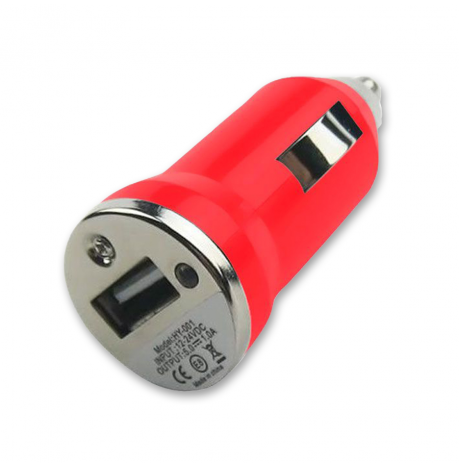 Mini Cargador USB coche Rojo